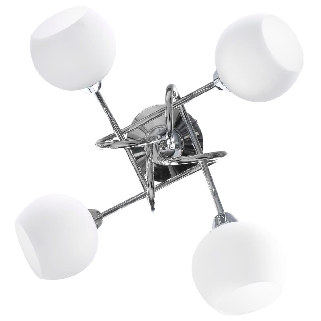Ceiling Lamp with Round White Ceramic Shades for 4 G9 Bulbs